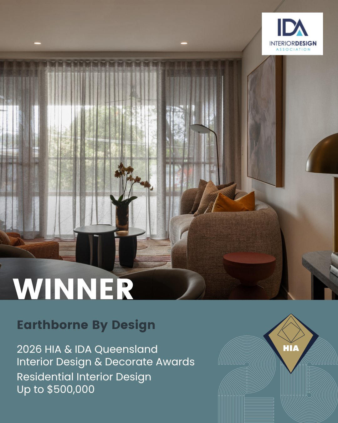 Award-winning living room, Residential Interior Design up to $500,000